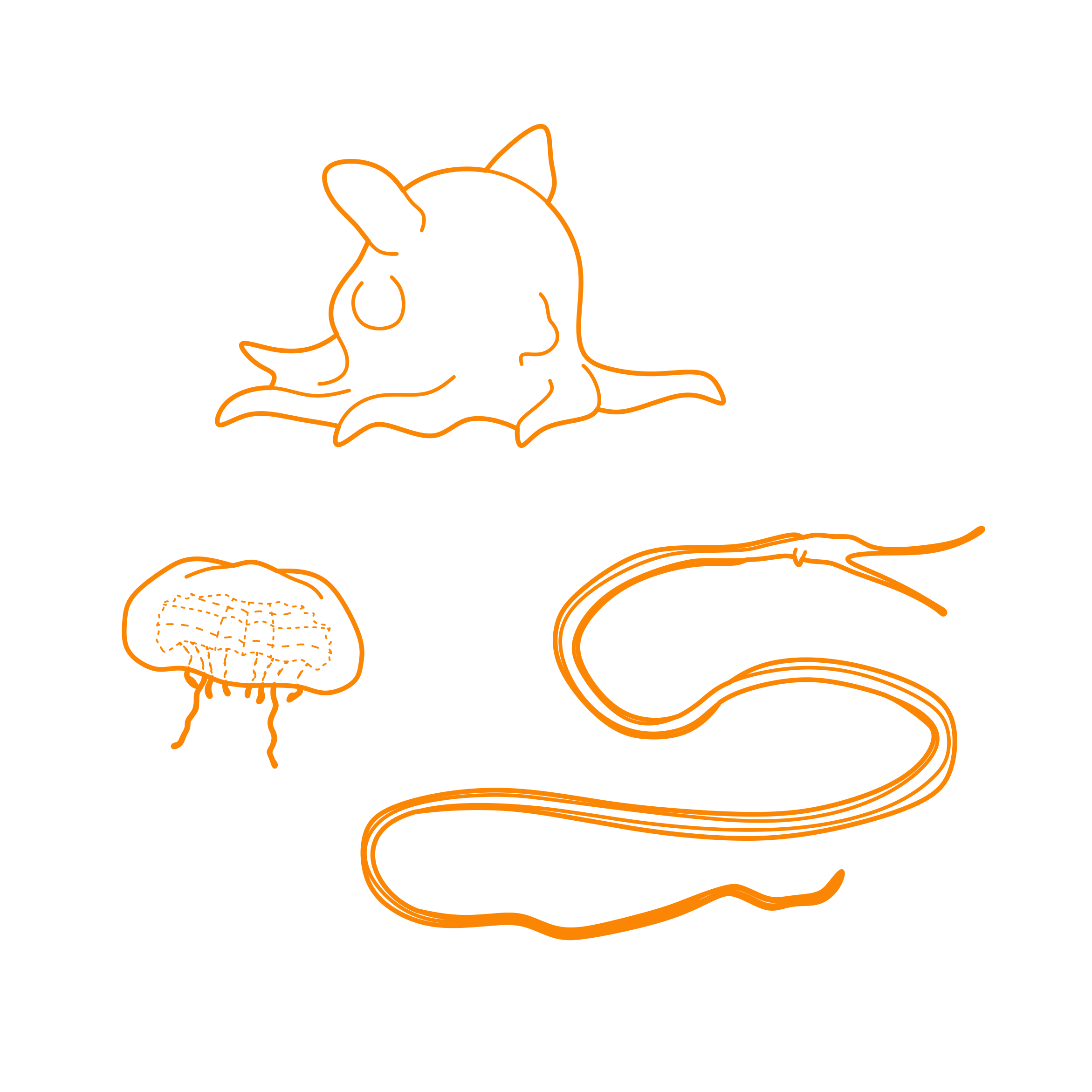 Animals Deep Sea Creatures Outline Icon Svg Set Free Vectors
